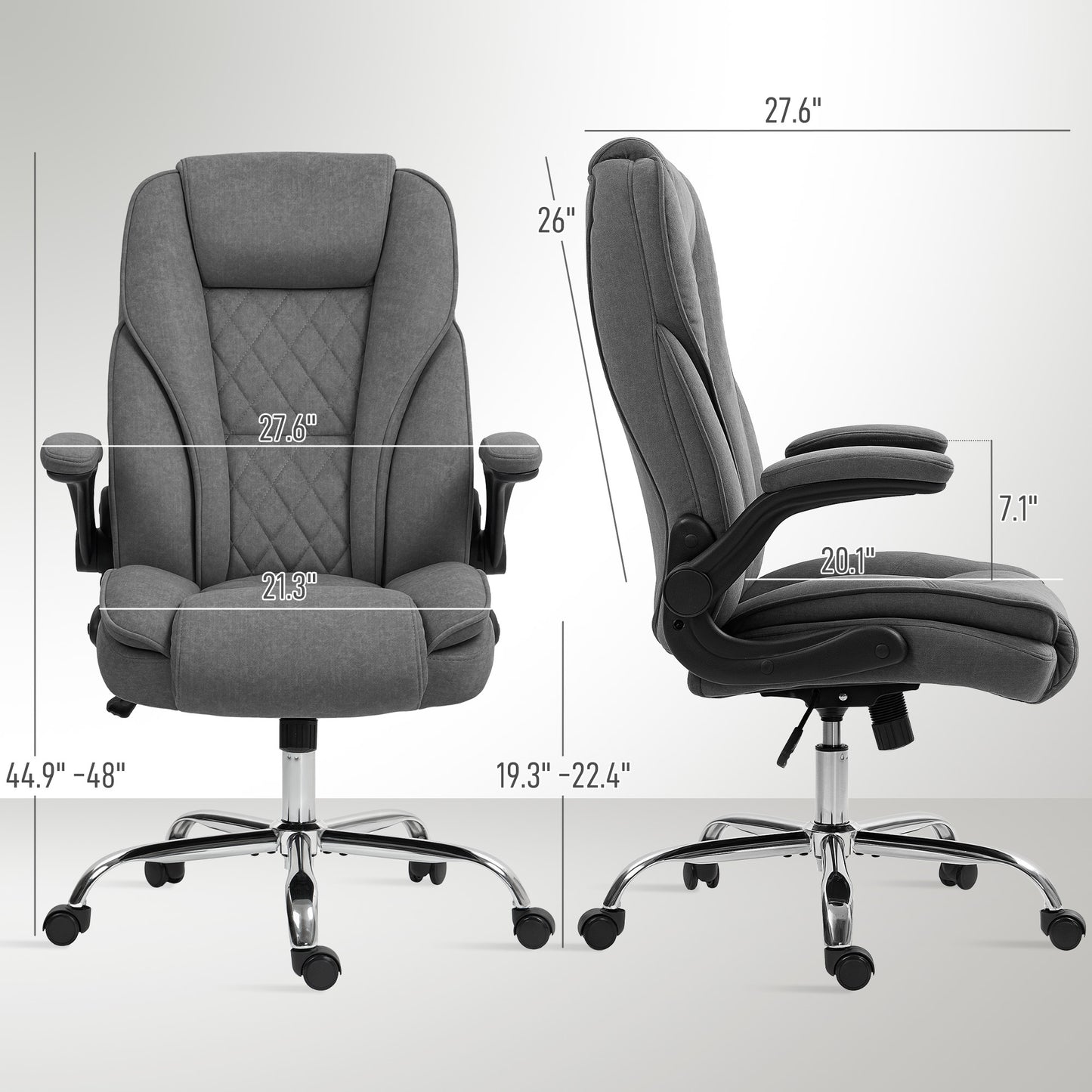 Executive Office Chair with Flip-Up Armrests - Diamond Fabric Computer Chair