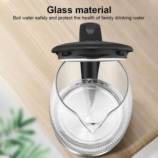 2L Glass Electric Kettle with Blue LED Light - Fast Boil 1800W Cordless Kettle