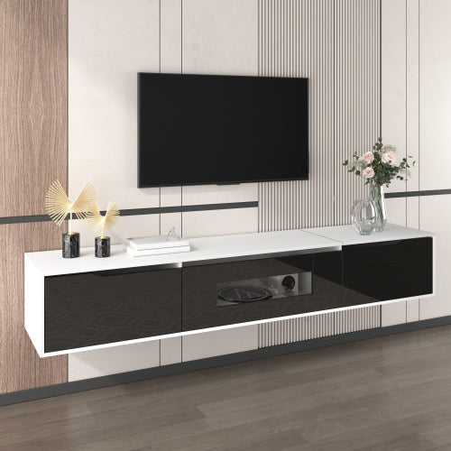 180cm High Gloss TV Cabinet with LED Lights - Modern Entertainment Unit for 50-59" TVs