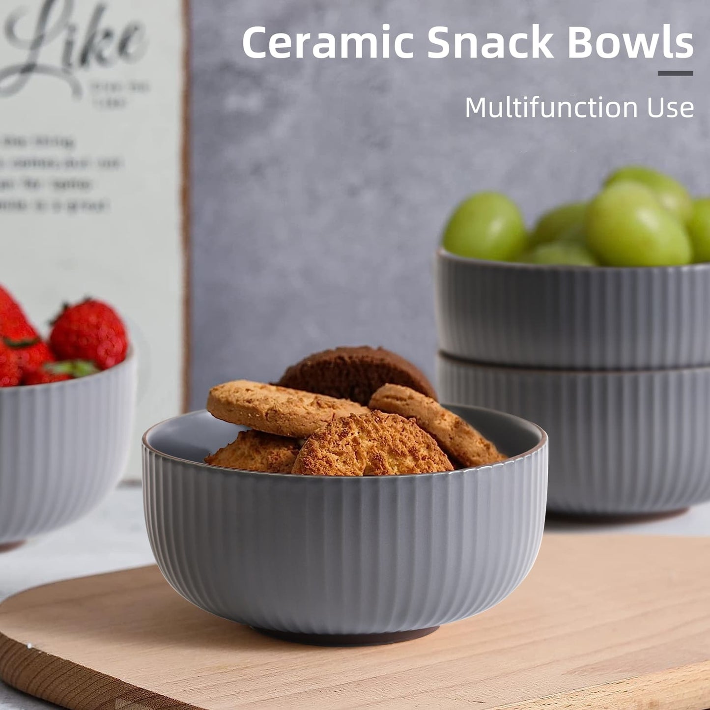 Ceramic Bowls Set of 4 - 46oz Large Serving Bowls for Cereal, Salad & Pasta