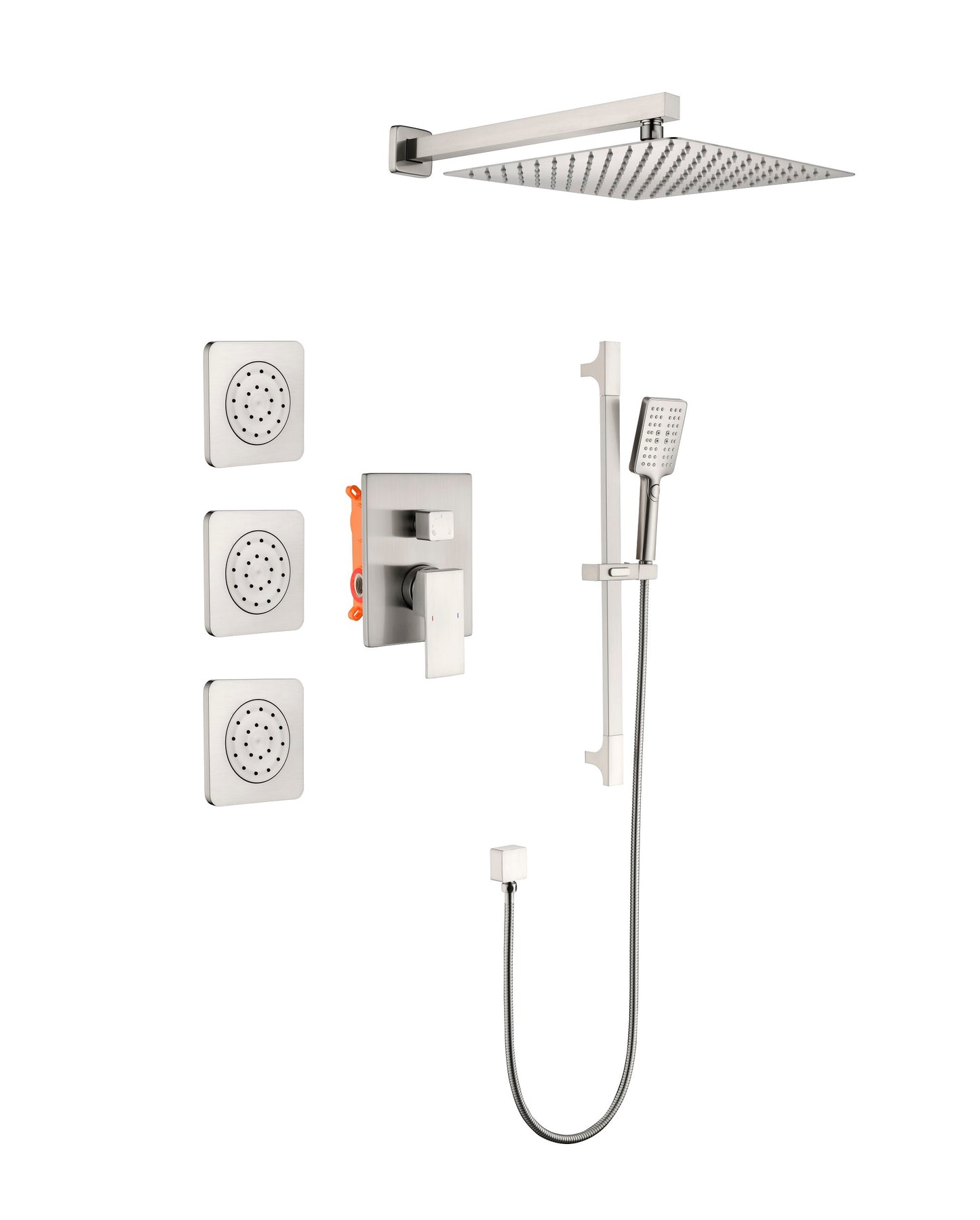 Complete Shower System with Rainfall Head - Luxury Bathroom Shower Set with Hand Shower