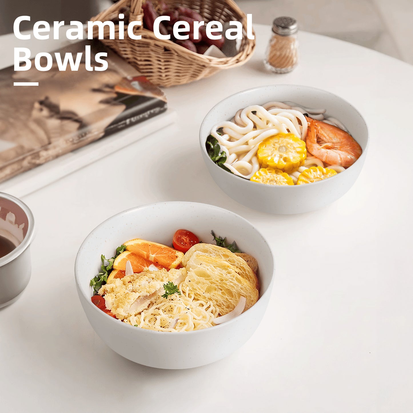 Ceramic Bowls Set of 4 - 27oz Perfect Portion Bowls for Cereal, Salad & Soup