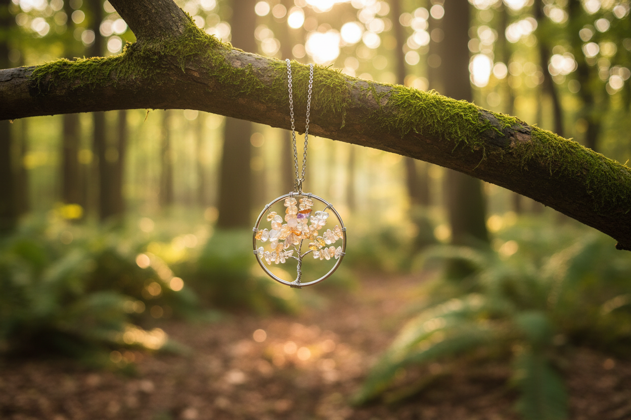 Tree of Life Pendant Necklace - Hand Wired Stainless Steel Lucky Charm