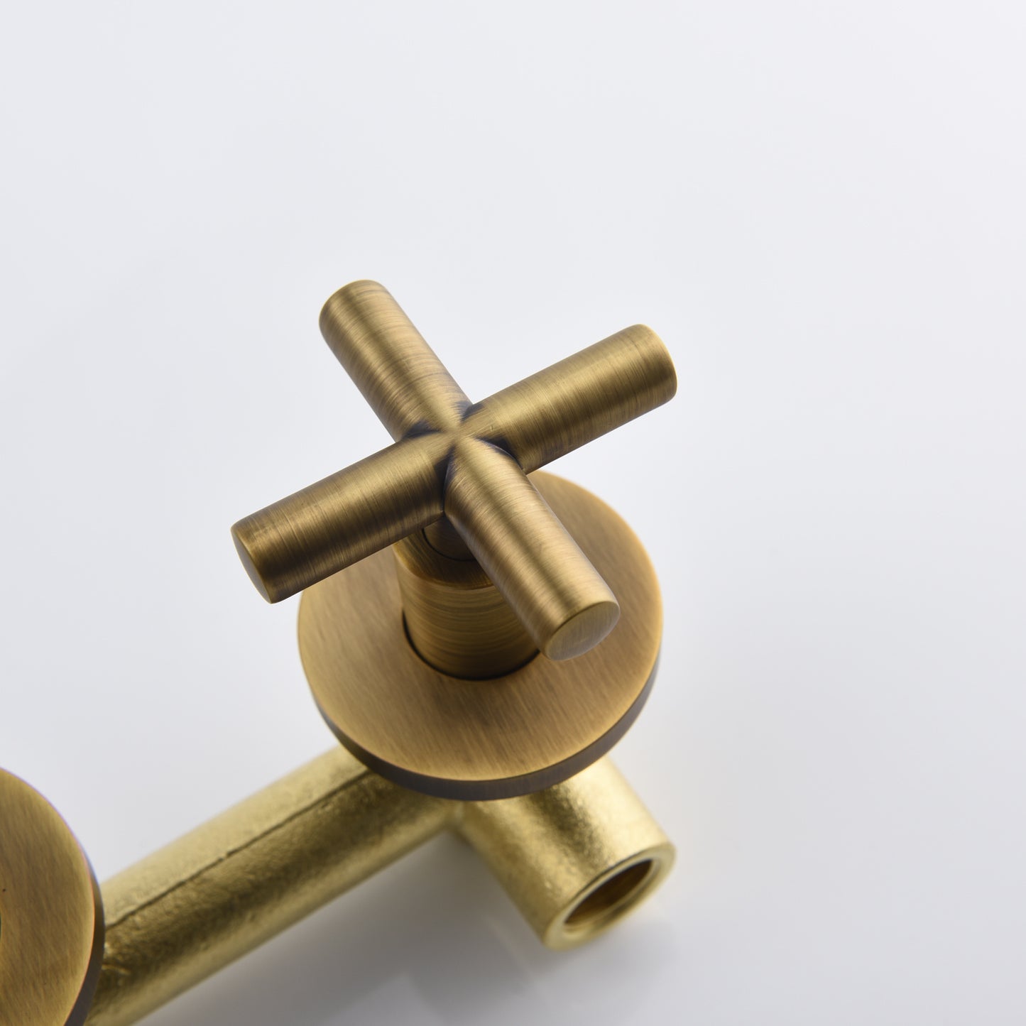 Wall-Mounted Bathroom Faucets - Brass Cross Handle Sink Faucet (Archaize Gold)