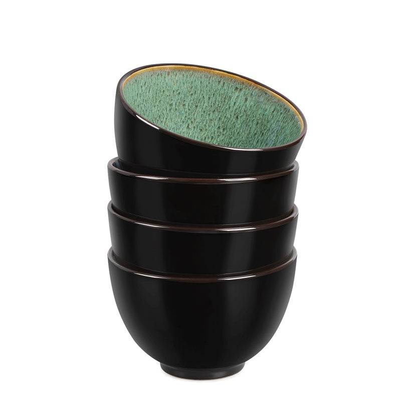 Creative Western Food Kiln Change Peacock Green Bowl 24oz - Set of 4