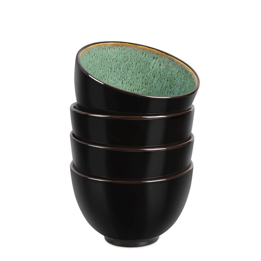 Creative Western Food Kiln Change Peacock Green Bowl 24oz - Set of 4