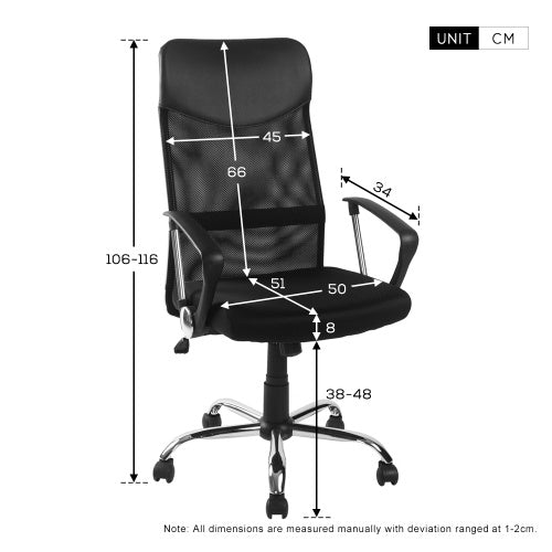 Mesh High Back Executive Office Chair - Multicolour Adjustable Swivel Recliner