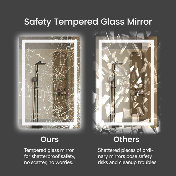 20" x 28" LED Bathroom Mirror - Compact Illuminated Wall Mirror with Touch Control