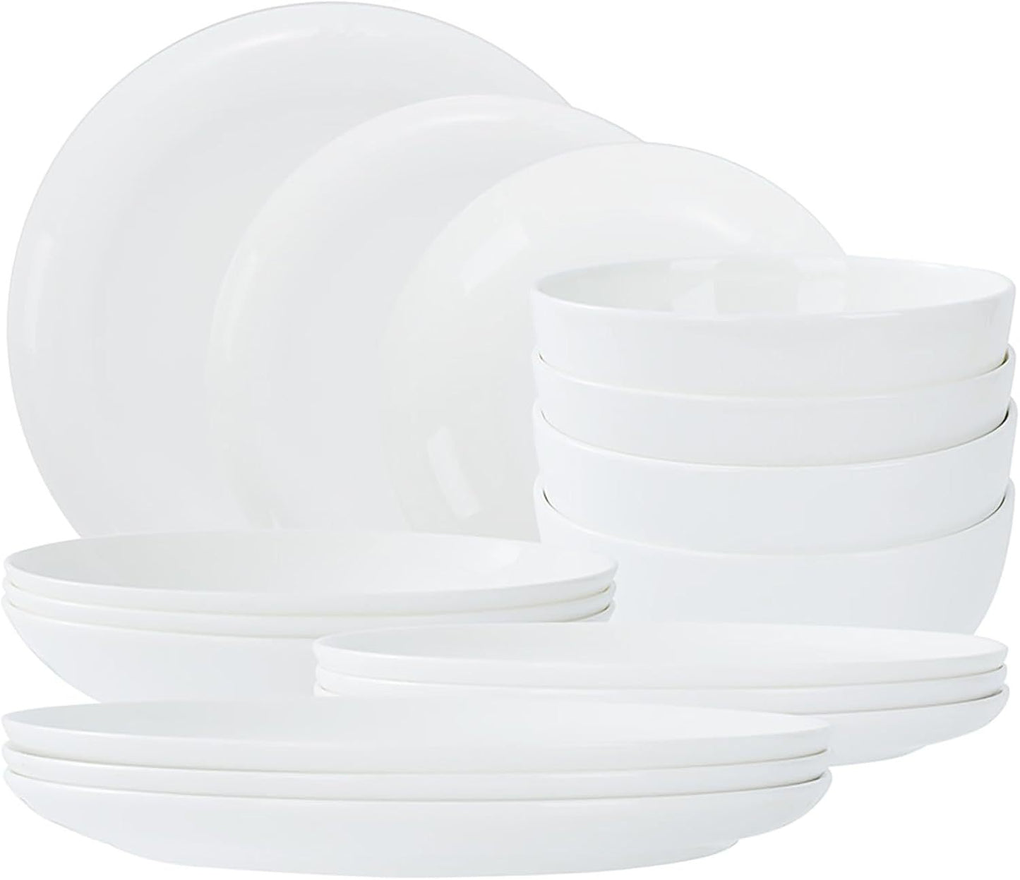 Lily Bone China Dinnerware Set - 16 Pieces Service for 4 (White)