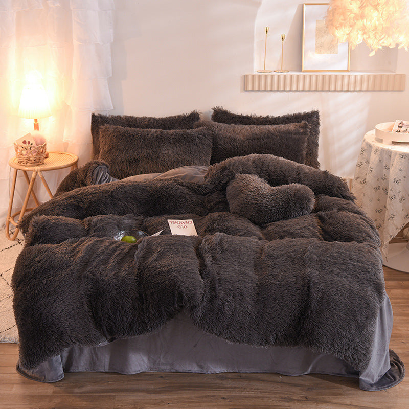Luxury Thick Fleece Duvet Cover Set - Ultra-Soft Plush Winter Bedding for Queen & King Beds