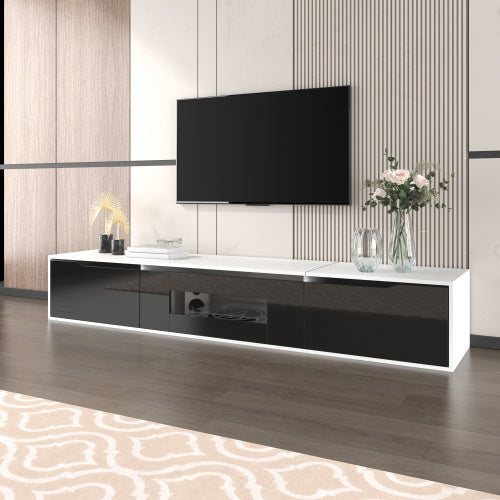 180cm High Gloss TV Cabinet with LED Lights - Modern Entertainment Unit for 50-59" TVs
