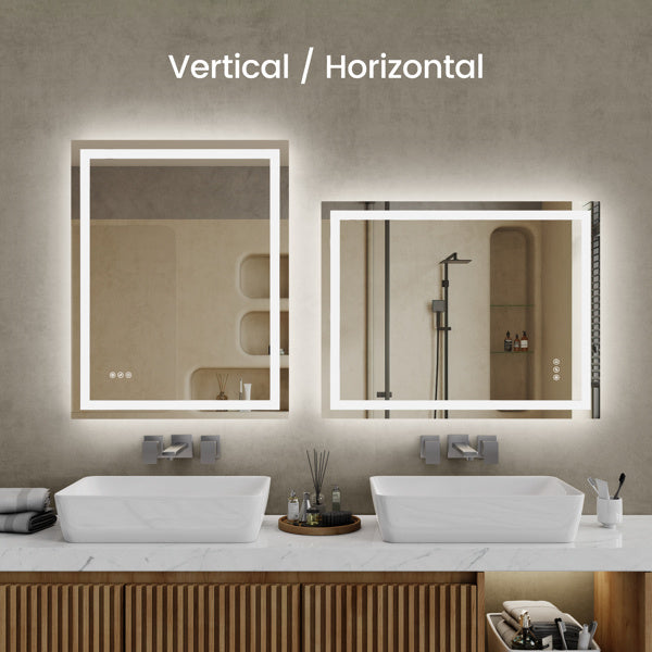 20" x 28" LED Bathroom Mirror - Compact Illuminated Wall Mirror with Touch Control