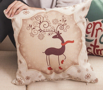 Christmas Linen Pillowcase - Festive Cushion Cover for Holiday Decor