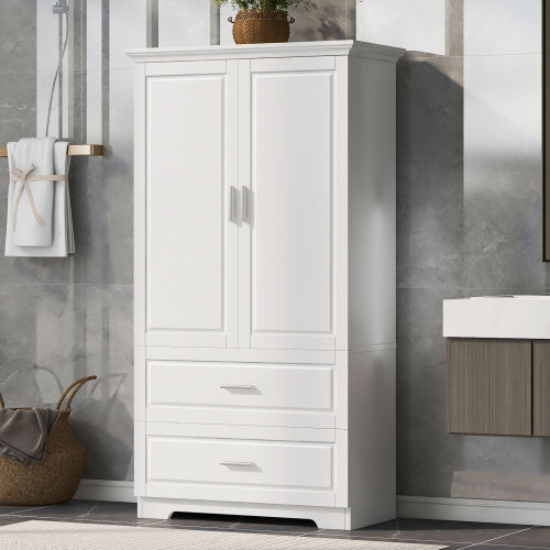 High Bathroom Storage Cabinet - Tall Vertical Storage with Multiple Compartments