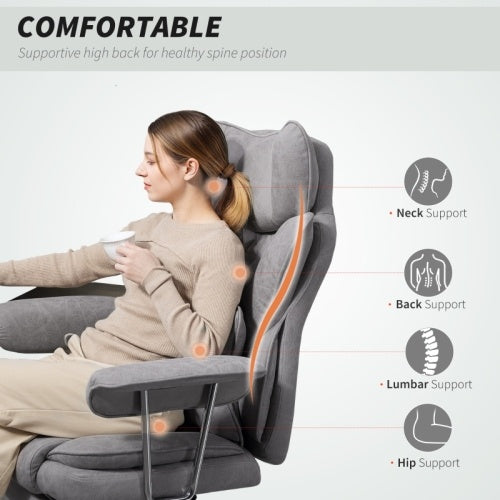HOMCOM Reclining Office Chair with Lumbar Support - Executive Leatherette Desk Chair