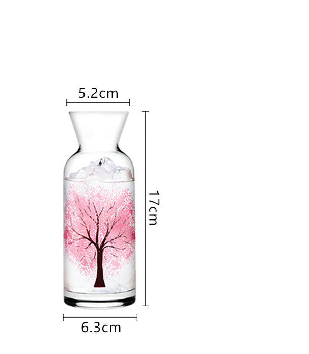 Color-Changing Cherry Blossom Glass Water Bottle Set - Heat Sensitive Design