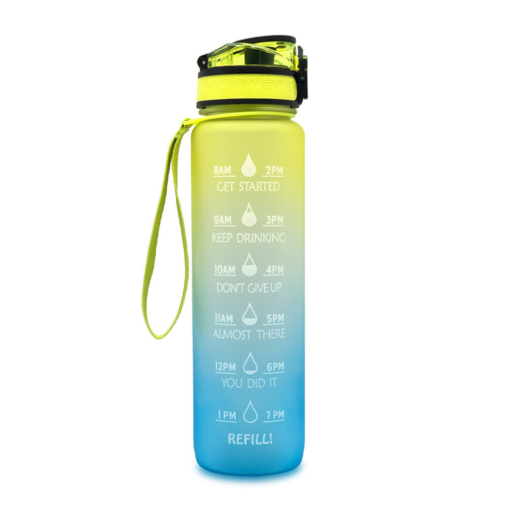 1L Motivational Water Bottle with Time Marker - BPA Free Sports Bottle with Flip Lid