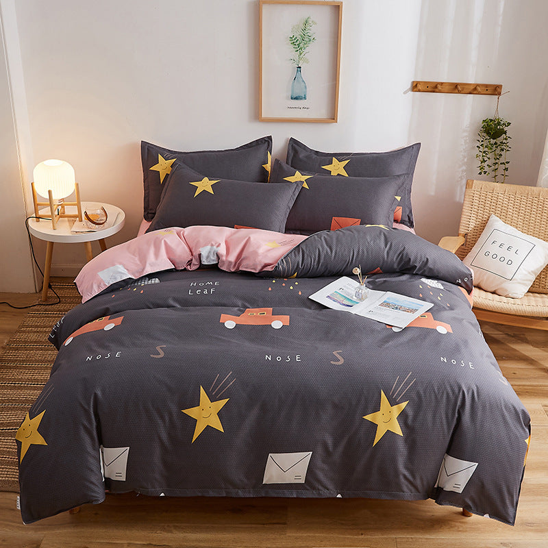 Brushed Aloe Cotton Bedding Set - 4 Piece Floral Duvet Cover Set