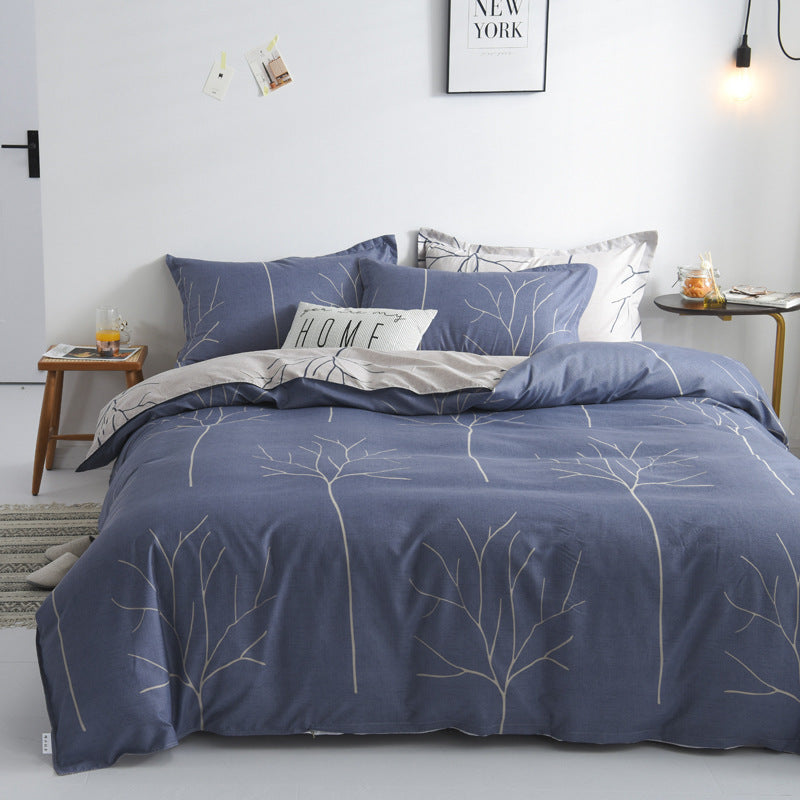 Brushed Aloe Cotton Bedding Set - 4 Piece Floral Duvet Cover Set