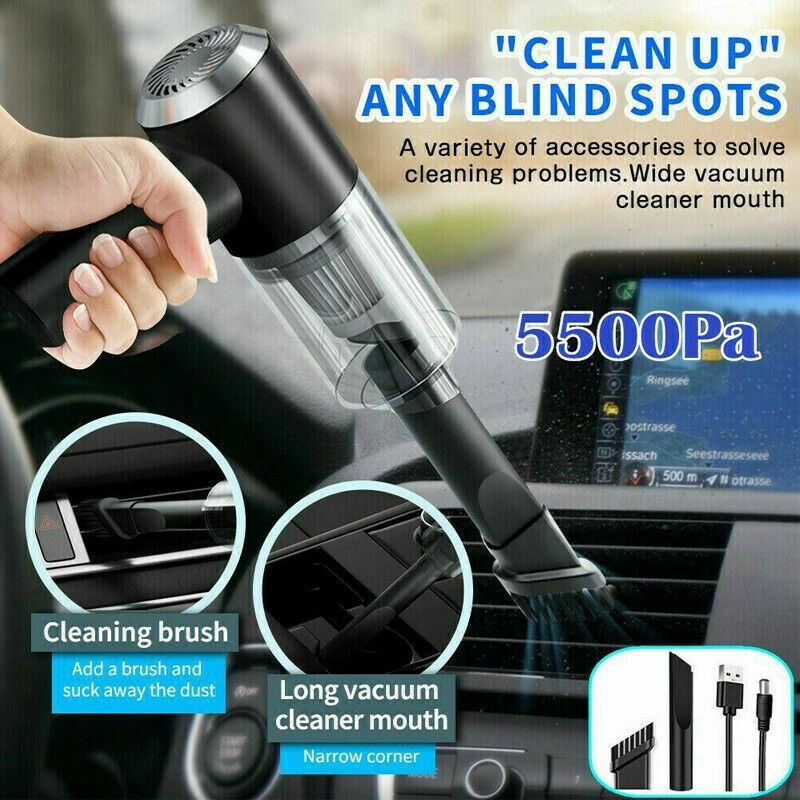 Portable Handheld Vacuum Cleaner - Cordless Car & Home Vacuum 5500Pa Suction