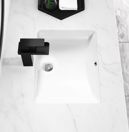 Bathroom Undermount Basin - White Rectangular Ceramic Wash Basin