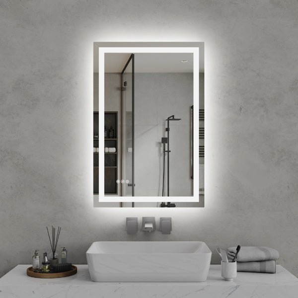 24" x 36" LED Bathroom Mirror - Modern Illuminated Wall Mirror with Touch Control