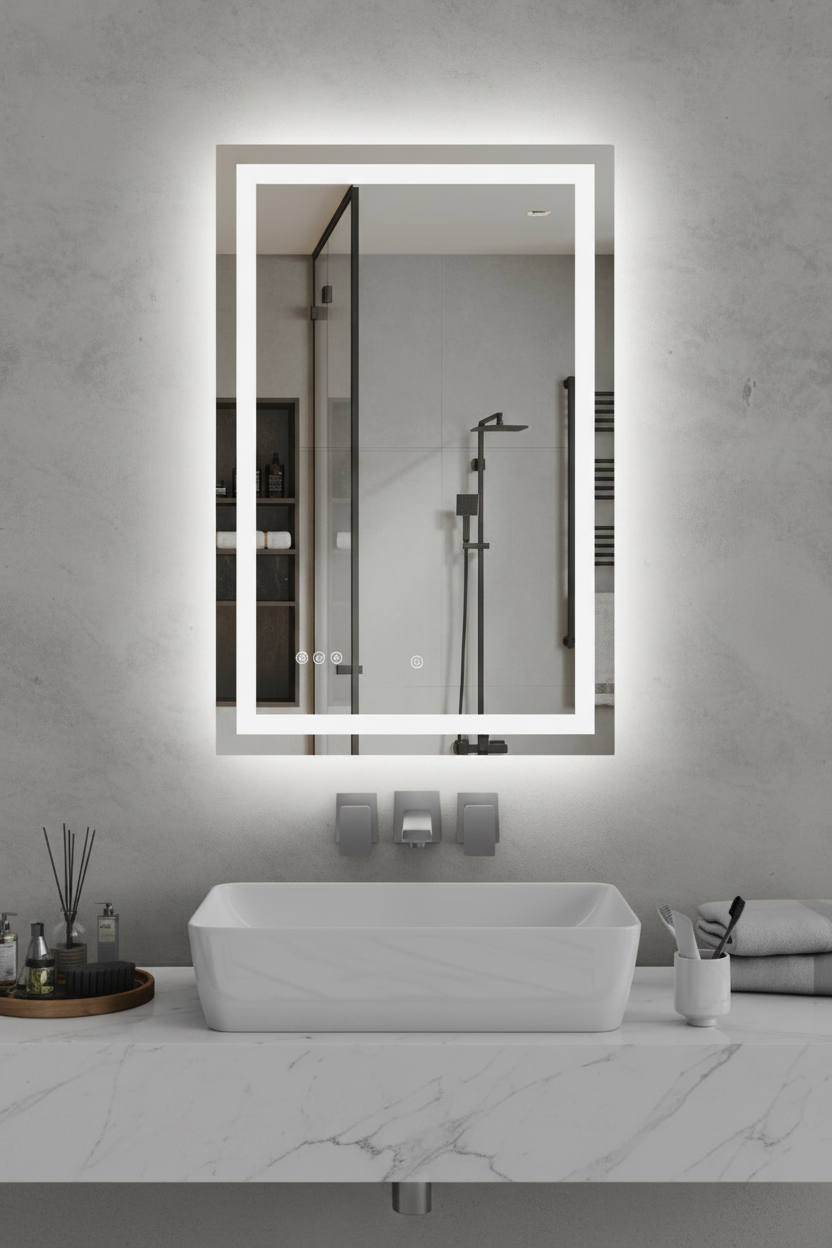 24" x 36" LED Bathroom Mirror - Modern Illuminated Wall Mirror with Touch Control
