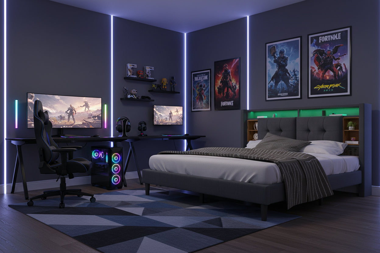 Solid Wood Bed Frame King Size - Natural Wooden Bed 160x200cm