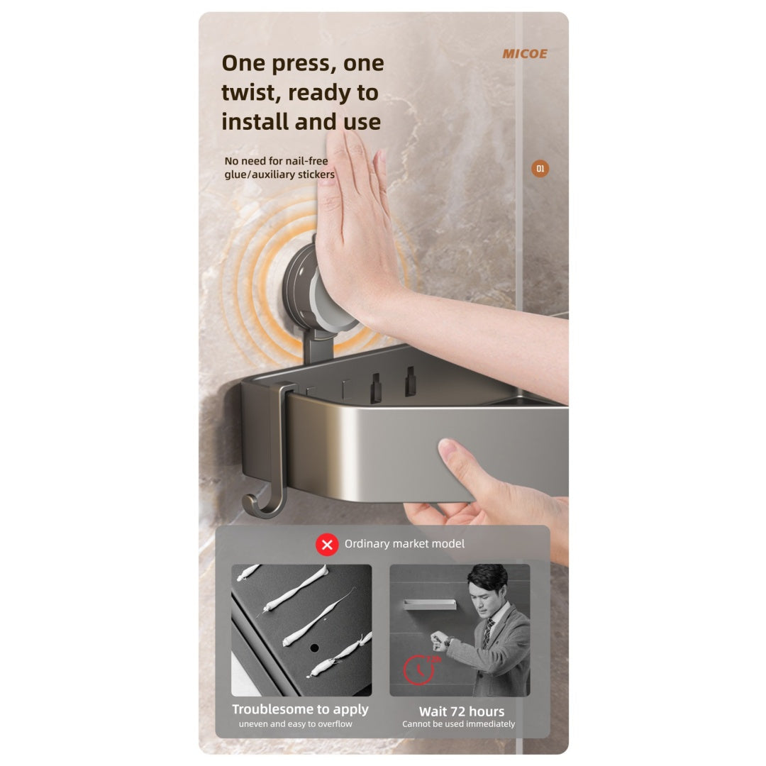 Suction Cup Bathroom Corner Bracket - 3-Tier Transparent Water Ripple Shelf