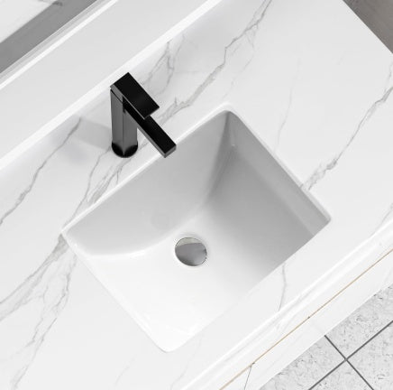 Bathroom Undermount Basin - White Rectangular Ceramic Wash Basin