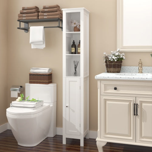 66.92" Tall Bathroom Storage Cabinet - Slim Freestanding Cabinet with Adjustable Shelves