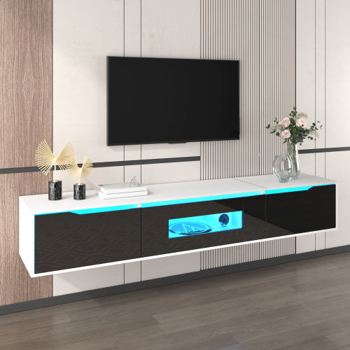 180cm High Gloss TV Cabinet with LED Lights - Modern Entertainment Unit for 50-59" TVs