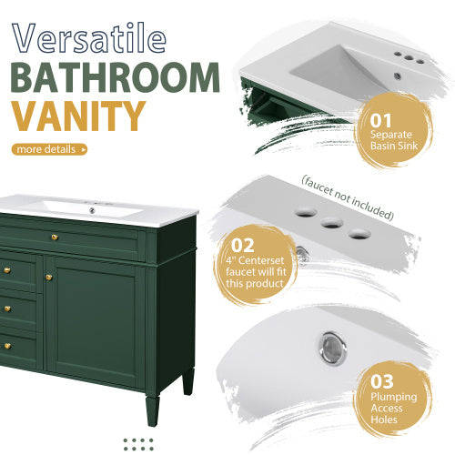 36" Bathroom Vanity with Medicine Cabinet - Modern Storage Cabinet with Soft-Close Doors