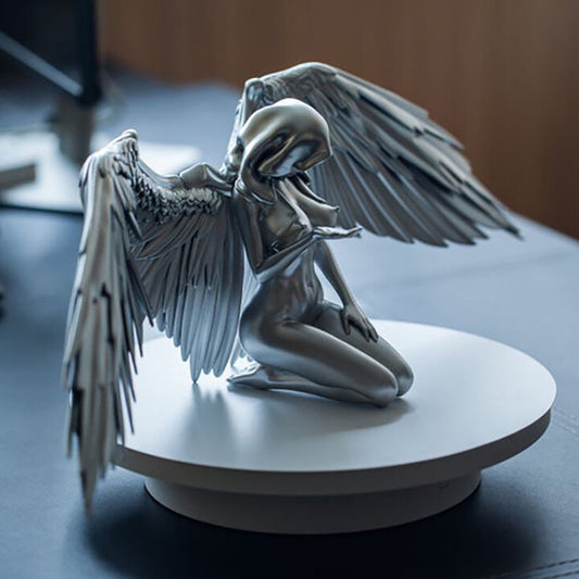 Indoor Wings Angel Resin Ornaments - Modern Silver Decorative Sculpture
