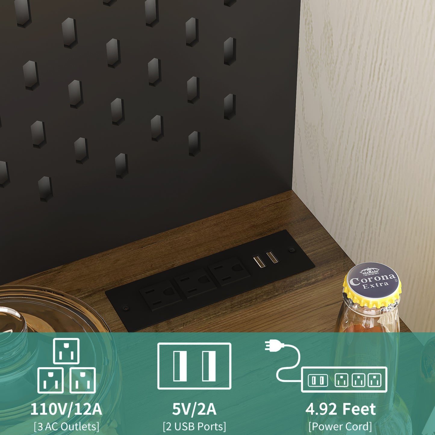 74" Kitchen Pantry Cabinet with Charging Station - Modern Cabinet with LED Lights & Microwave Stand