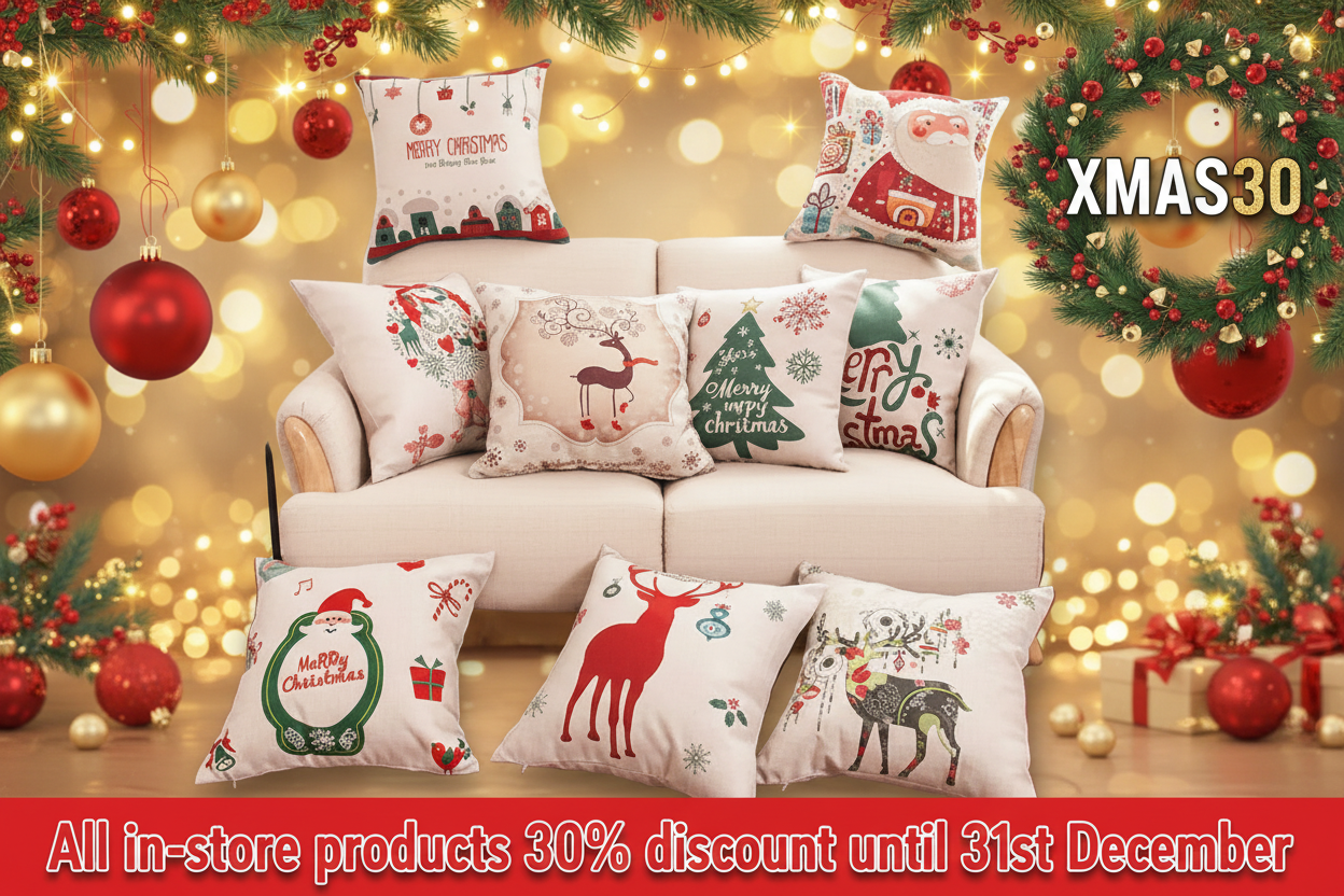Christmas Linen Pillowcase - Festive Cushion Cover for Holiday Decor