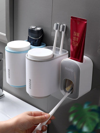 Automatic Toothpaste Dispenser Wall Mounted - Bathroom Toothbrush Holder Set