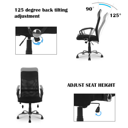 Mesh High Back Executive Office Chair - Multicolour Adjustable Swivel Recliner