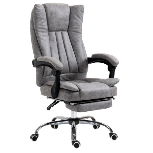 Vinsetto Reclining Office Chair - Microfibre Executive Chair with Footrest Grey