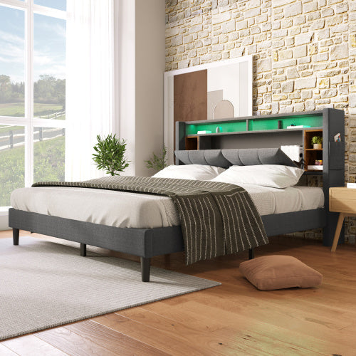 Solid Wood Bed Frame King Size - Natural Wooden Bed 160x200cm