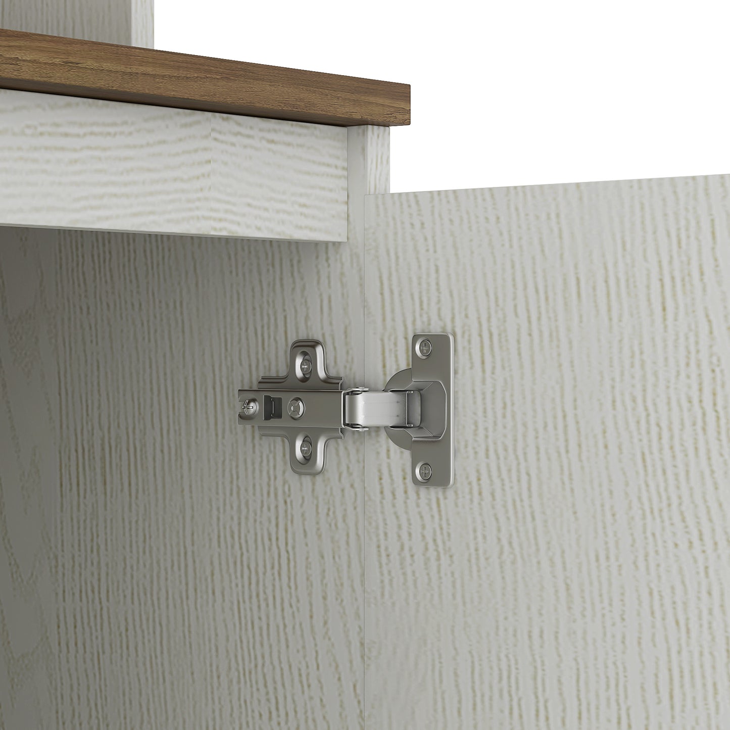 74" Kitchen Pantry Cabinet with Charging Station - Modern Cabinet with LED Lights & Microwave Stand