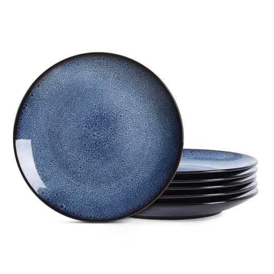 Ceramic Dinner Plates Set of 6 - Multi-Purpose Serving Plates for Steak, Pasta & Salad"