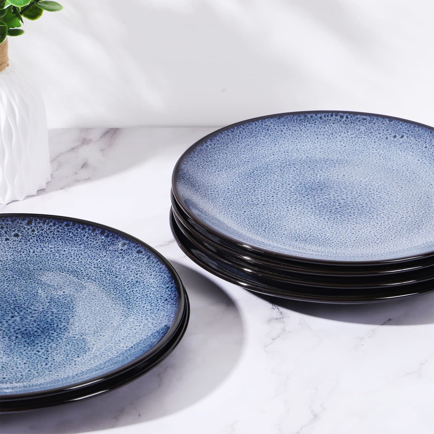 Ceramic Dinner Plates Set of 6 - Multi-Purpose Serving Plates for Steak, Pasta & Salad"