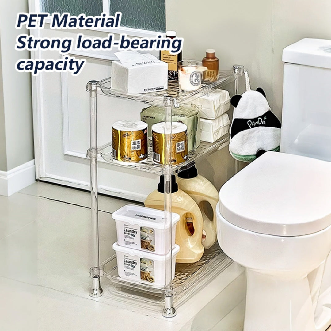 3-Tier Bathroom Water Ripple Transparent Shelf - Modern Acrylic Storage