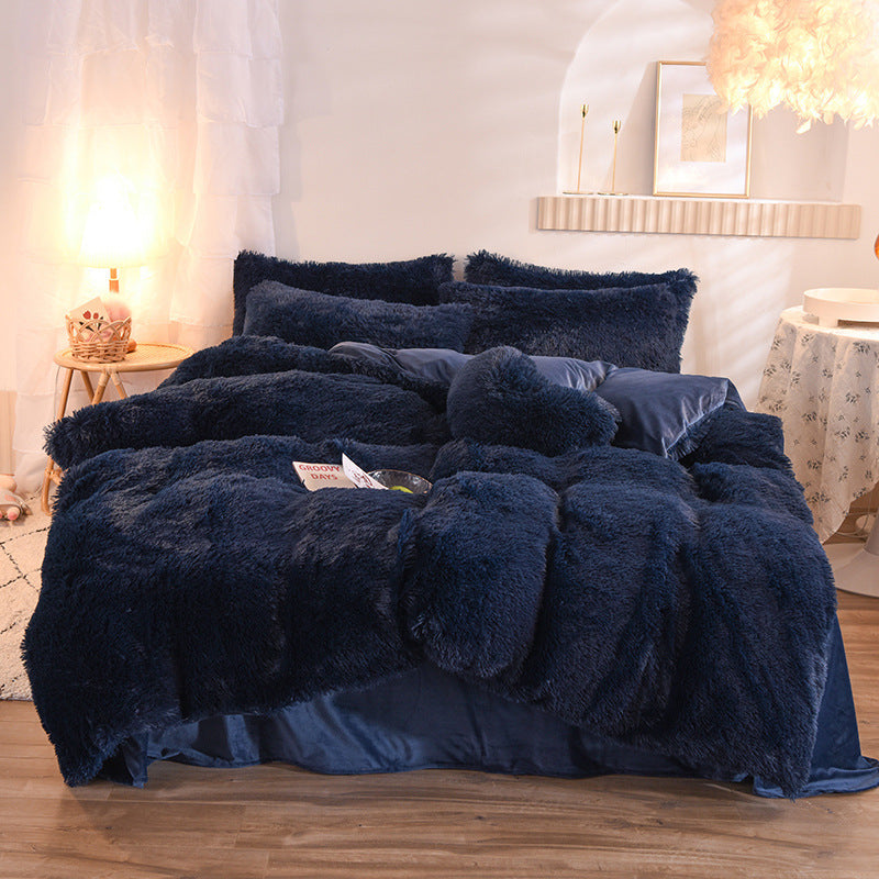 Luxury Thick Fleece Duvet Cover Set - Ultra-Soft Plush Winter Bedding for Queen & King Beds