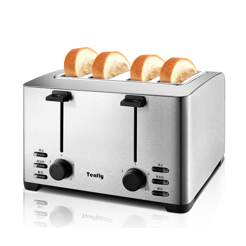 4-Slice Toaster - Automatic Stainless Steel Breakfast Toaster 220V