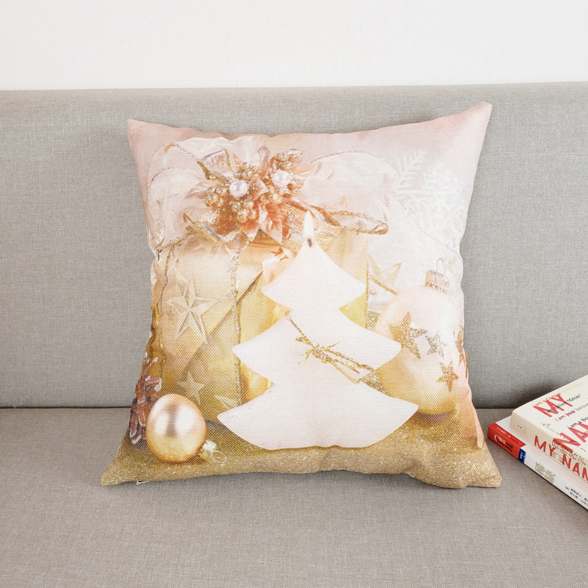 Christmas Linen Pillowcase - Festive Cushion Cover for Holiday Decor