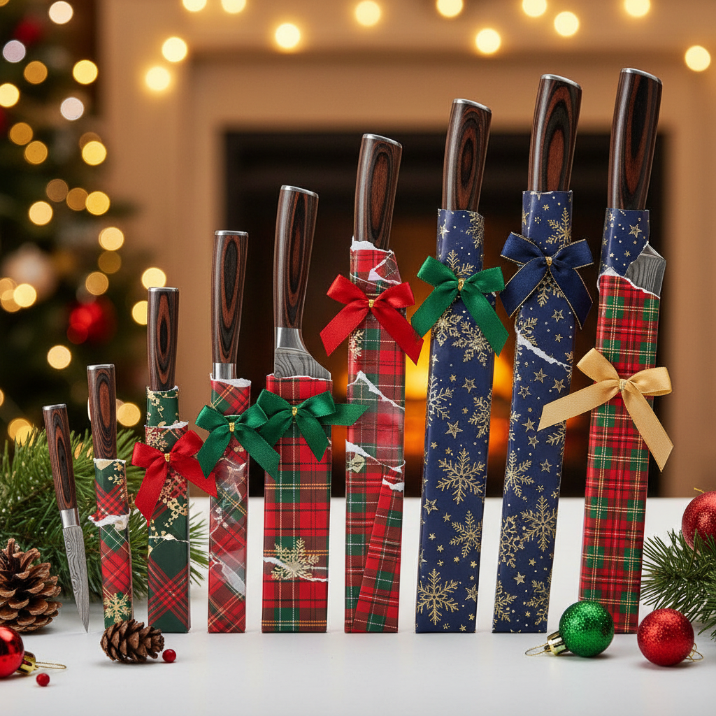 Professional Kitchen Cleaver Knife - Damascus Pattern Chef's Slicing Knife