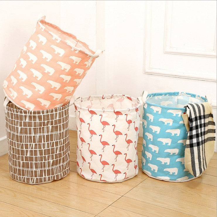Foldable Cotton Linen Laundry Basket - Large Storage Hamper with Handles