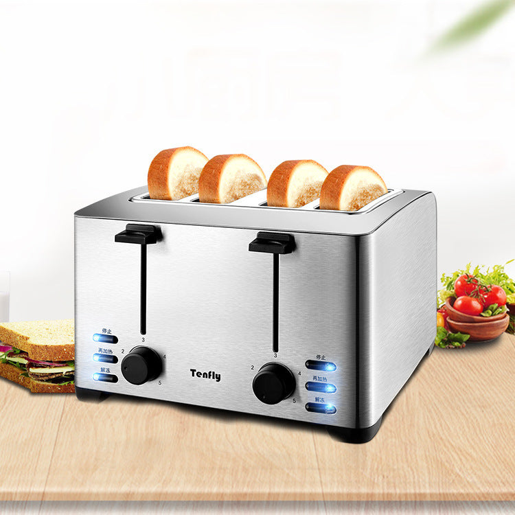 4-Slice Toaster - Automatic Stainless Steel Breakfast Toaster 220V